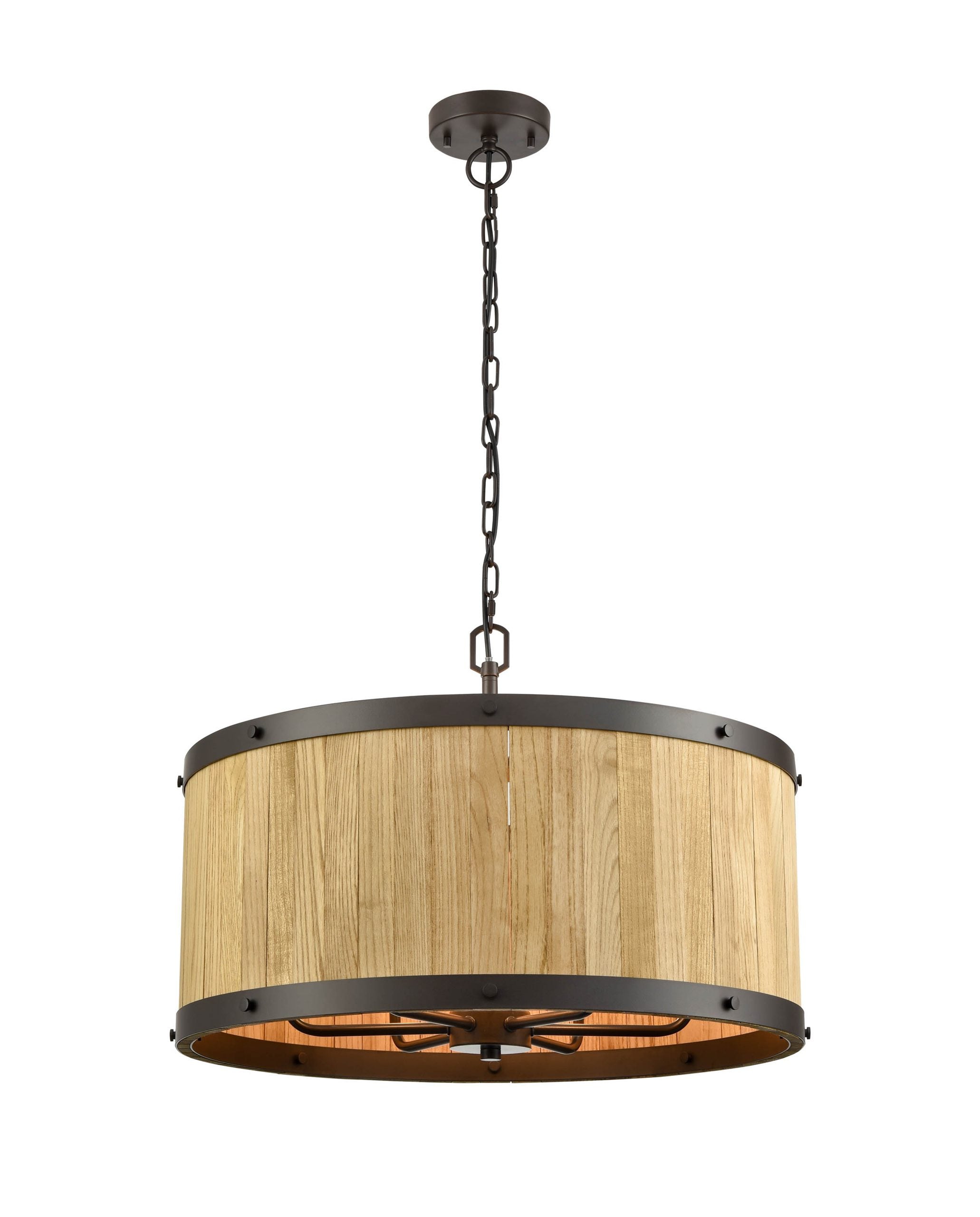 CLA BARRIQUE: Drum Wood Interior Pendant Satin Brass/ Bronze 220-240V - BARRIQUE1, BARRIQUE2