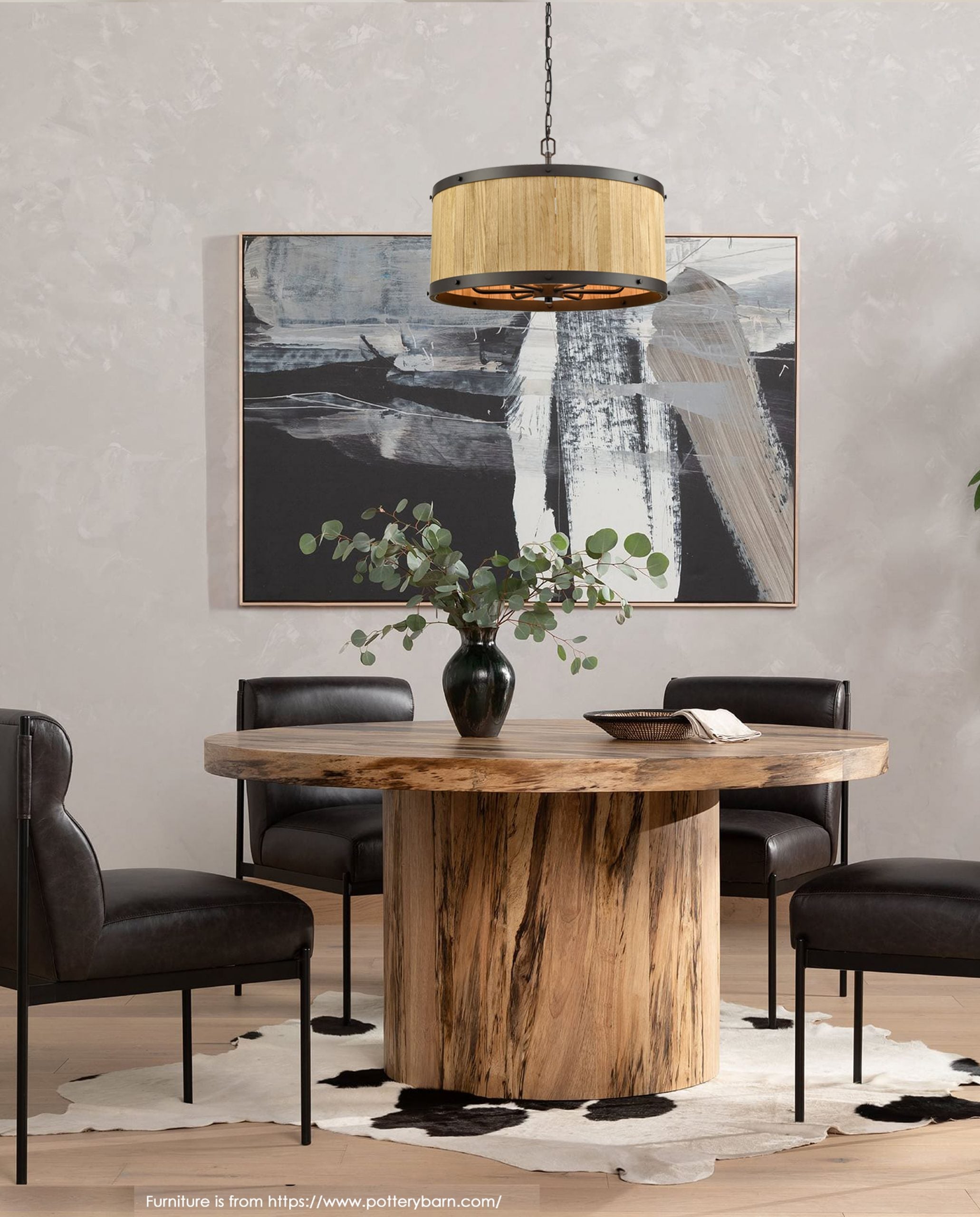 CLA BARRIQUE: Drum Wood Interior Pendant Satin Brass/ Bronze 220-240V - BARRIQUE1, BARRIQUE2