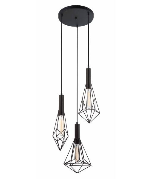 CLA BLACKBAND: Industrial Black Bird Cage Interior Pendant Curved / Diamonds Bar Base / Angled / Varied Round / Tubular / Pear / Small Diamond / Large Diamond 220-240V - BLACKBAND - CLA Lighting
