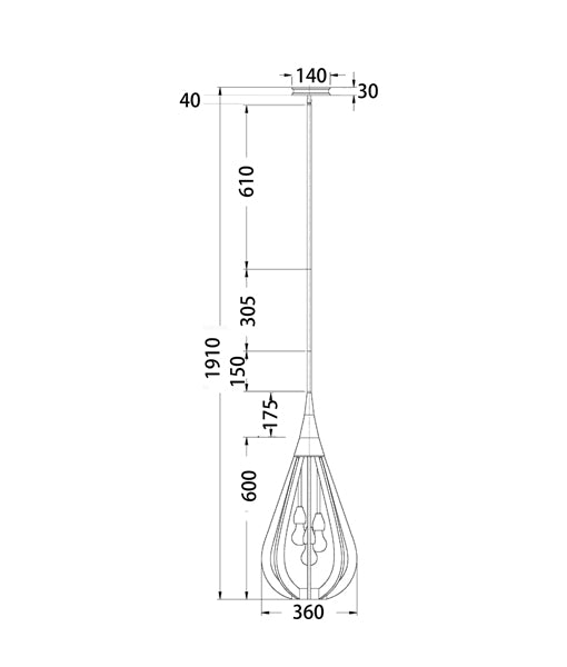 CLA BONITO: Winter Moss Tear Drop Interior Pendant Small / Medium / Large 220-240V - BONITO6, BONITO7, BONITO8 -CLA Lighting