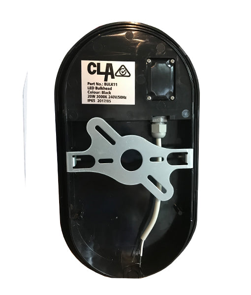 CLA BULK: Oval with optional cage LED Bulkhead 3000K 5000K Black / White 20W 190-250V IP65 - BULK11, BULK12, BULK13, BULK14 - CLA Lighting
