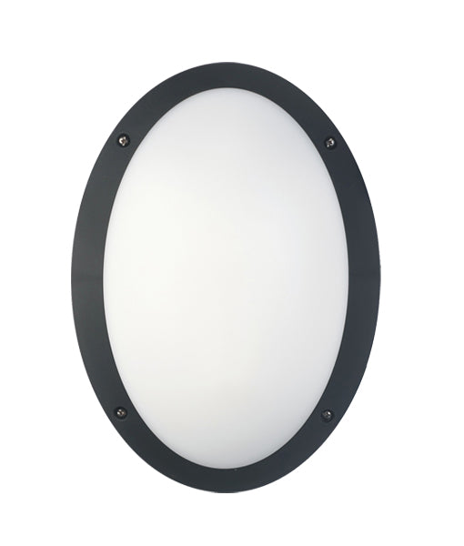 CLA BULK: Oval LED Bulkhead 4000K Black 12W 220-240V IP66 - BULK3 - CLA Lighting