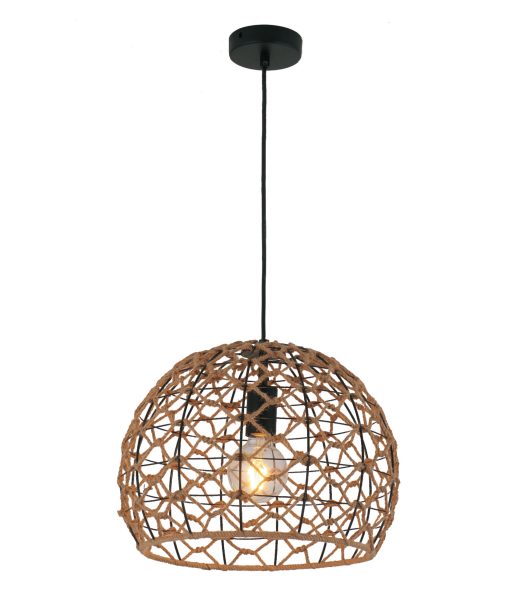 CLA CANAMO: Bohemian Natural Hemp Rope & Black Hardware Interior Pendant Ellipse / Dome 220-240V - CANAMO1, CANAMO2