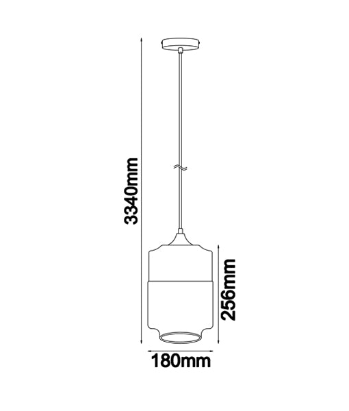 CLA CASA: White with Amber Glass Interior Pendant Jar/ Wine/ Oblong 220-240V - CASA1, CASA2, CASA3