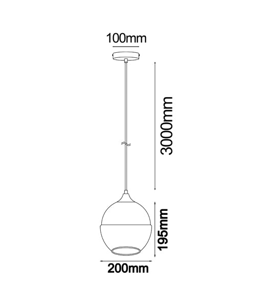 CLA CASA: White with Amber Glass Interior Pendant Jar/ Wine/ Oblong 220-240V - CASA1, CASA2, CASA3