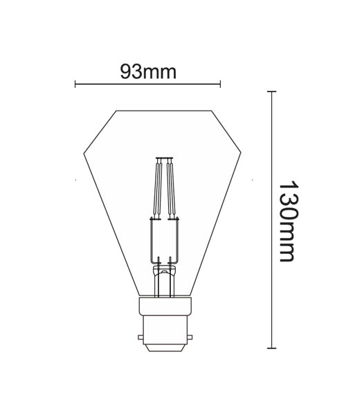 CLA Diamond Shape LED Filament Lamps and Globes 2200K Carbon 3.5W 220-250V - CF7