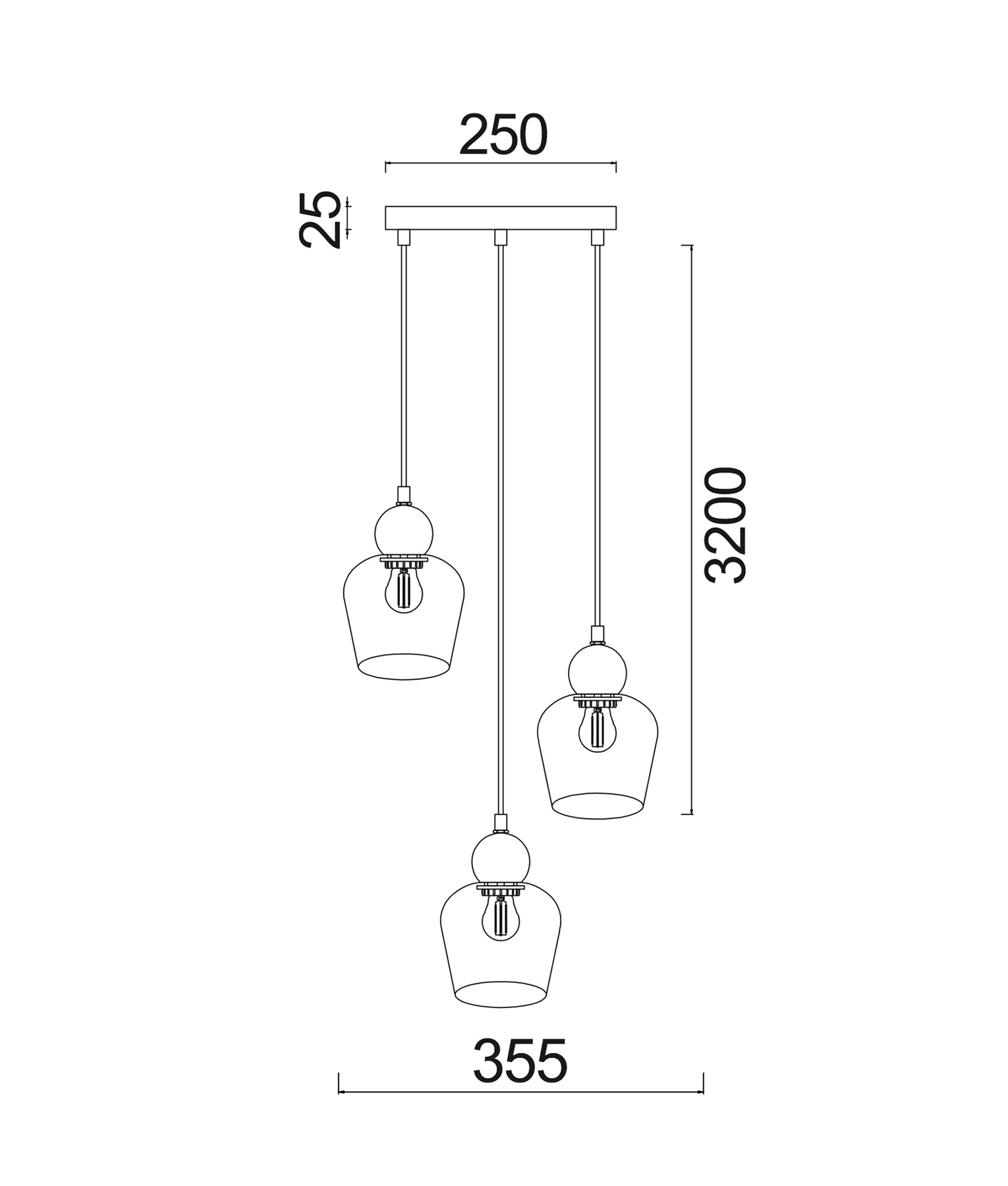 CLA CHAMPAN2: Ellipse Interior Pendant Mirror Finish Smokey Black 220-240V - CHAMPAN2, CHAMPAN2X3R, CHAMPAN2X3S