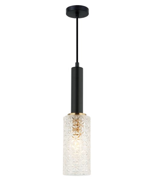 CLA CLEO: Oblong Cut Glass Interior Pendant Matt Black 220-240V - CLEO1 - CLA Lighting