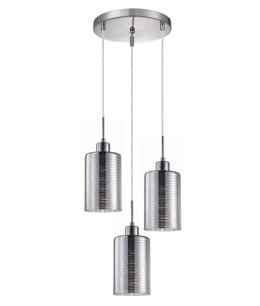 CLA ESPEJO1: Oblong Glass with Line Effect Interior Pendant Chrome 220-240V - ESPEJO1, ESPEJO1X3R, ESPEJO1X3S- CLA Lighting