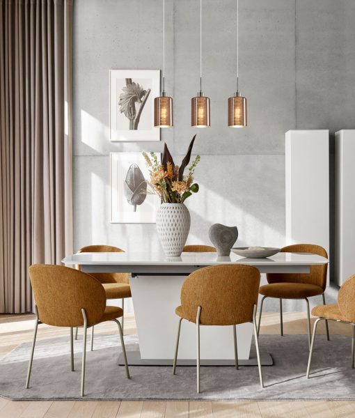 CLA ESPEJO2: Oblong Glass with Line Effect Interior Pendant Rose Gold 220-240V - ESPEJO2, ESPEJO2X3R, ESPEJO2X3S- CLA Lighting