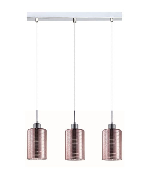 CLA ESPEJO2: Oblong Glass with Line Effect Interior Pendant Rose Gold 220-240V - ESPEJO2, ESPEJO2X3R, ESPEJO2X3S- CLA Lighting