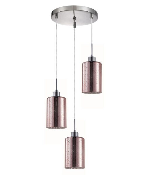 CLA ESPEJO4: Oblong Glass with Dotted Effect Interior Pendant Rose Gold 220-240V - ESPEJO4, ESPEJO4X3R, ESPEJO4X3S -CLA Lighting