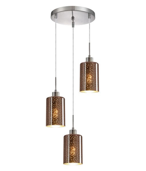 CLA ESPEJO4: Oblong Glass with Dotted Effect Interior Pendant Rose Gold 220-240V - ESPEJO4, ESPEJO4X3R, ESPEJO4X3S -CLA Lighting