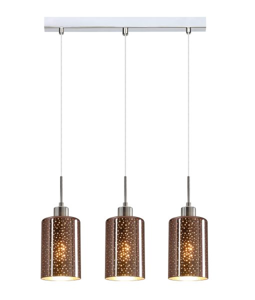 CLA ESPEJO4: Oblong Glass with Dotted Effect Interior Pendant Rose Gold 220-240V - ESPEJO4, ESPEJO4X3R, ESPEJO4X3S -CLA Lighting