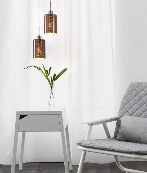 CLA ESPEJO4: Oblong Glass with Dotted Effect Interior Pendant Rose Gold 220-240V - ESPEJO4, ESPEJO4X3R, ESPEJO4X3S -CLA Lighting