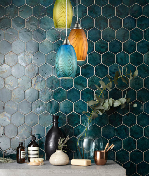 CLA GLAZE: Ellipse Hand Blown Glass Interior Pendant Red / Green / Blue / Amber 220-240V - GLAZE1, GLAZE2, GLAZE3, GLAZE5 - CLA Lighting