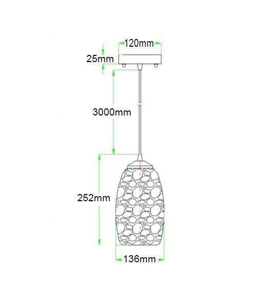 CLA GLAZE: Stone Mosaic Hand Blown Glass Interior Pendant Dark / Light 220-240V - GLAZE10, GLAZE11 -Havit Lighting