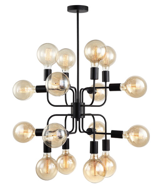 CLA HEXADE: 16 Lamp - Modern Abstract Interior Pendant Matt Black / Matt Gold 220-240V - HEXADE1, HEXADE2 - CLA Lighting