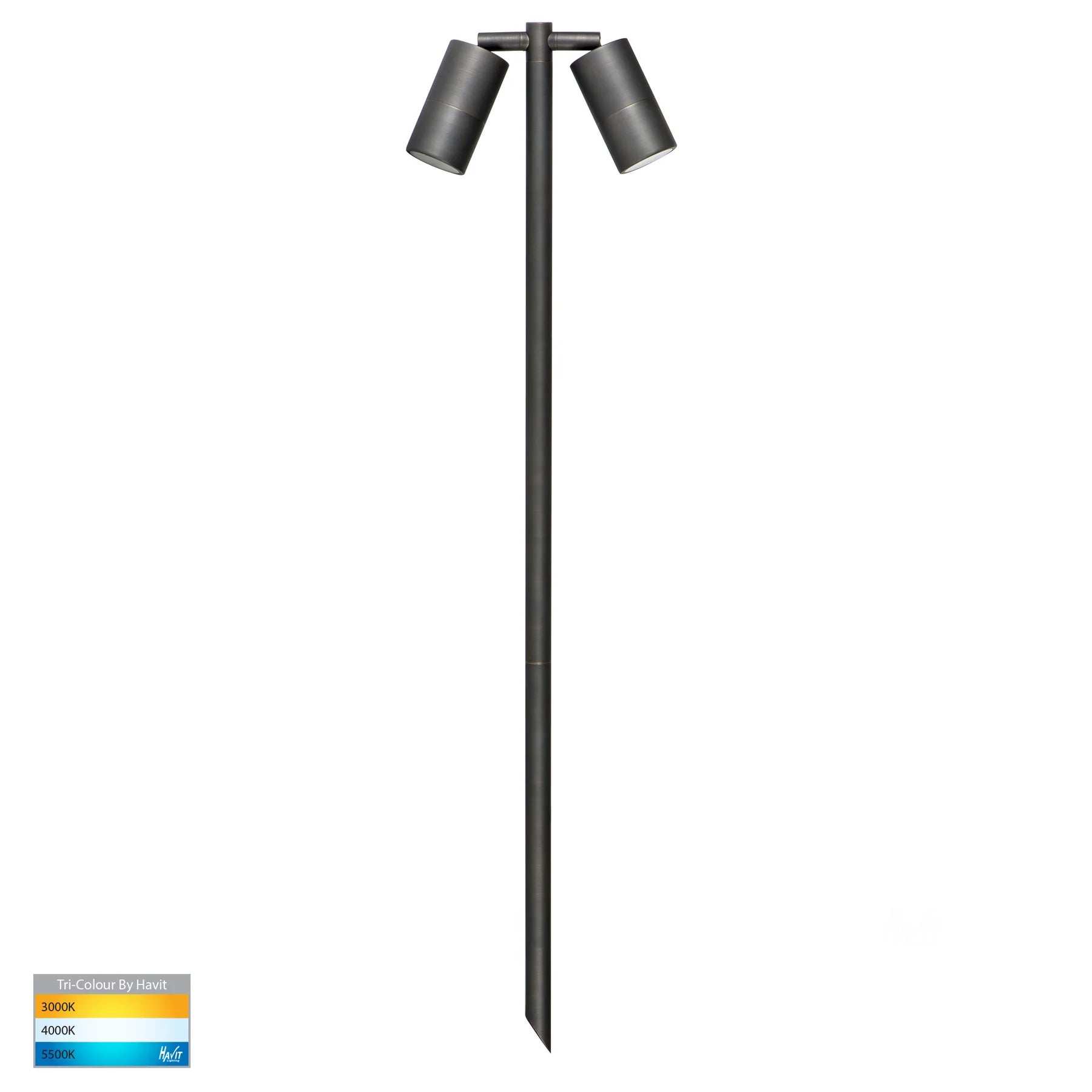 Havit Tivah Double Adjustable Garden Spike Light Tri- Antique Brass 2x5W 12V IP65 - HV1405T-AB