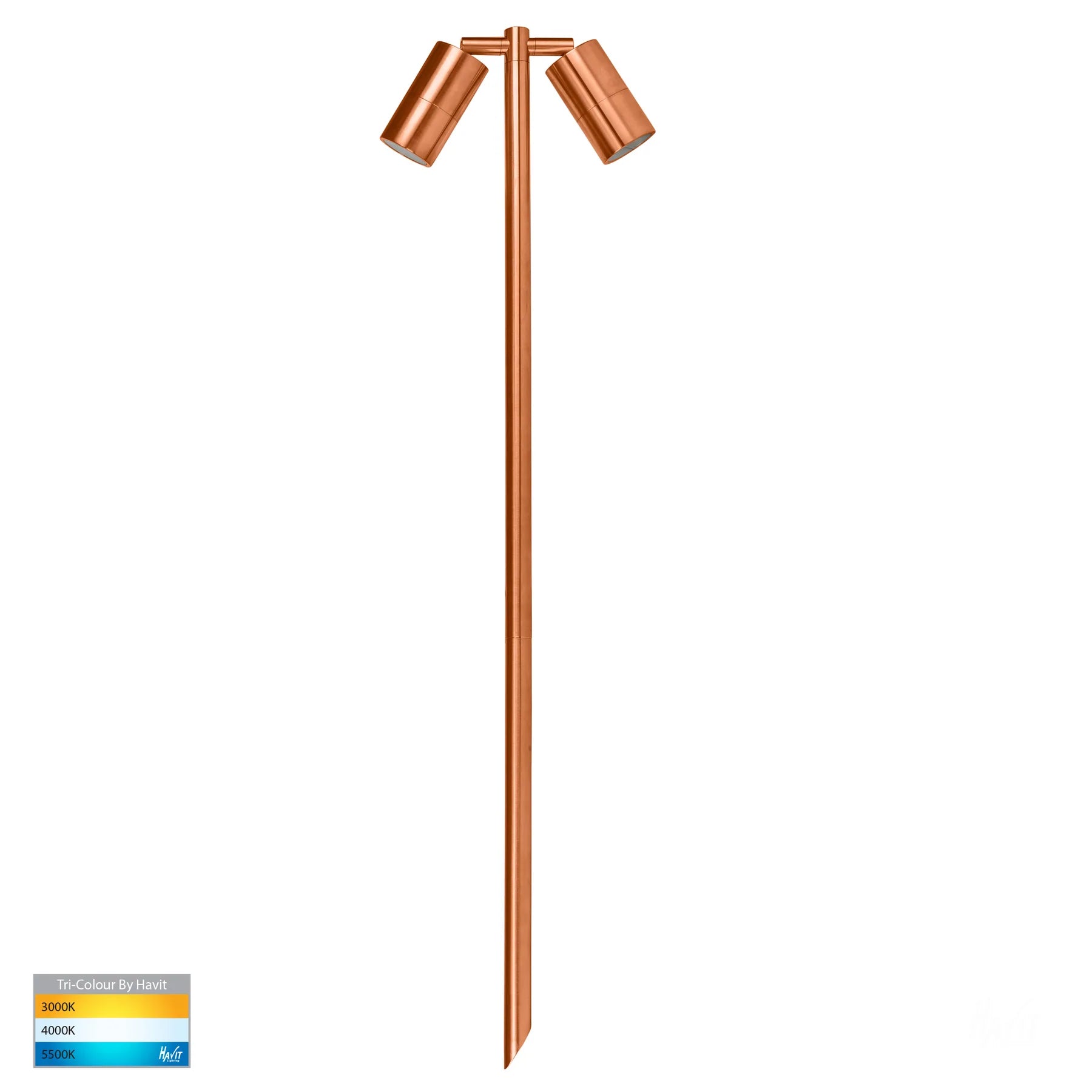 Havit Tivah Double Adjustable Garden Spike Light Tri - Solid Copper 2x5W 12V IP65 - HV1405T-CP - Havit Lighting