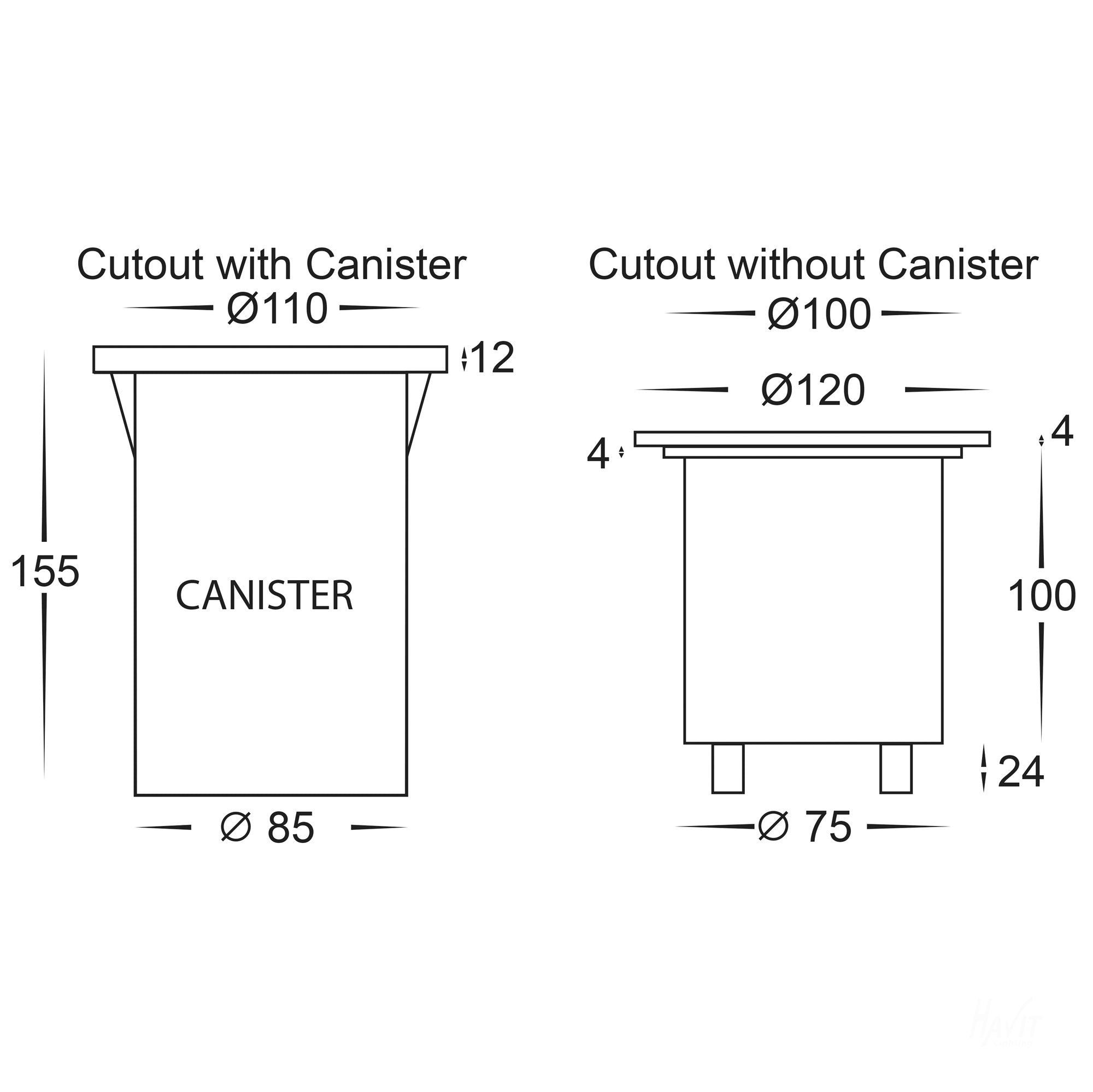 Havit Metro Round Inground Light Garden Step and Up Lights Tri- 316 Stainless Steel 5W 12/240V IP65 - HV1801T - HV1806T