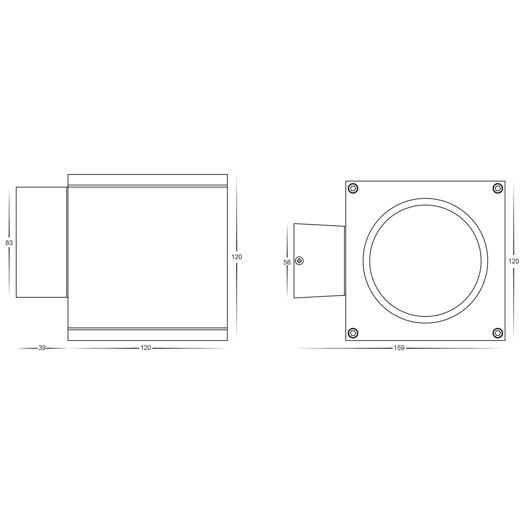 Havit Porter Square Fixed Down Exterior Wall Lights Tri - White 15W 240V IP54 - HV3628T-WHT-SQ- Havit Lighting