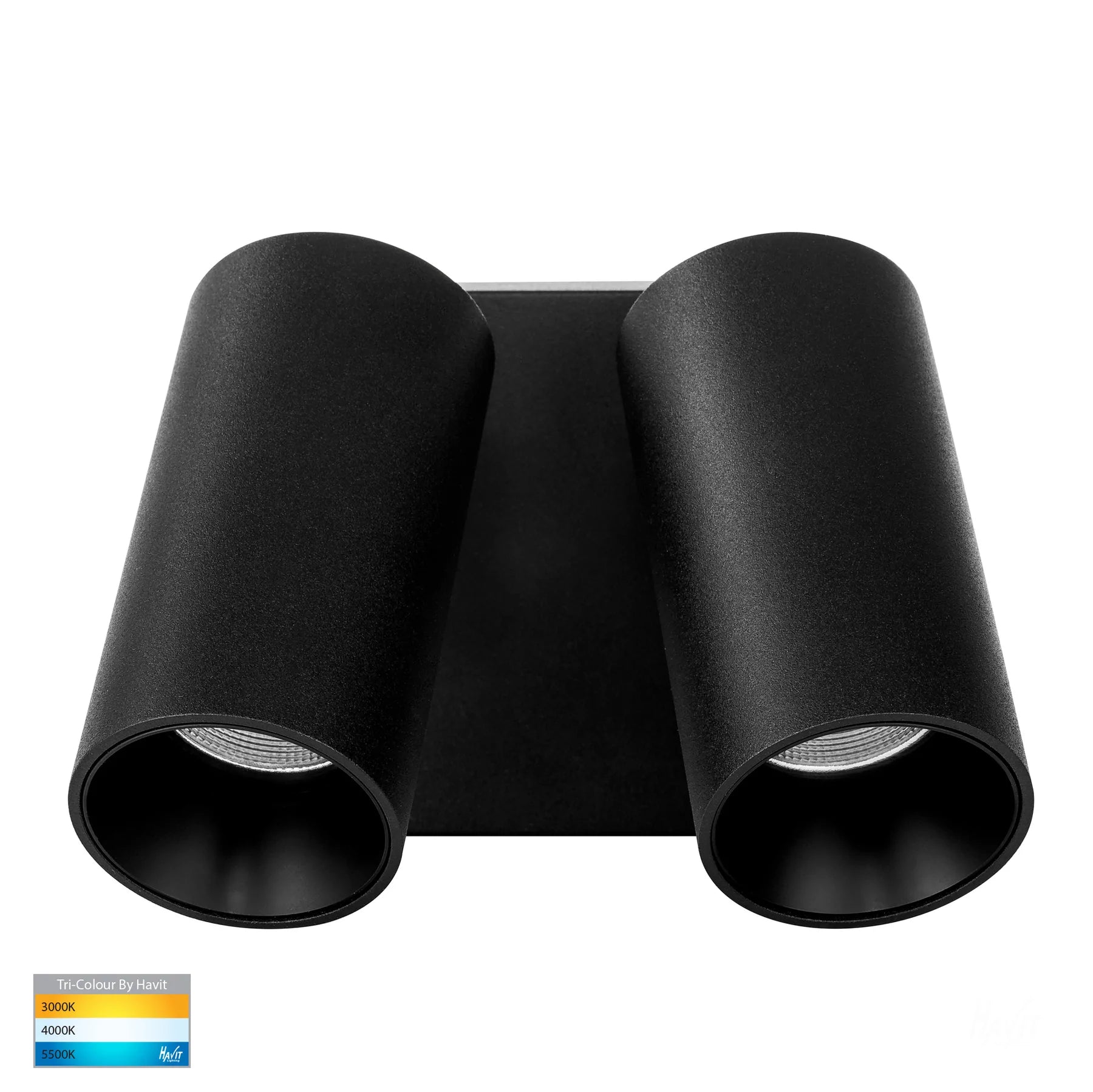 Havit Revo Double Adjustable Exterior Wall Lights Tri - Black 2x9W 240V IP65 - HV3683T-BLK - Havit Lighting