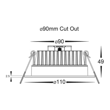 Havit Ora Fixed LED Downlight 5 Colour White 13W 240V IP54 - HV5530T-WHT
