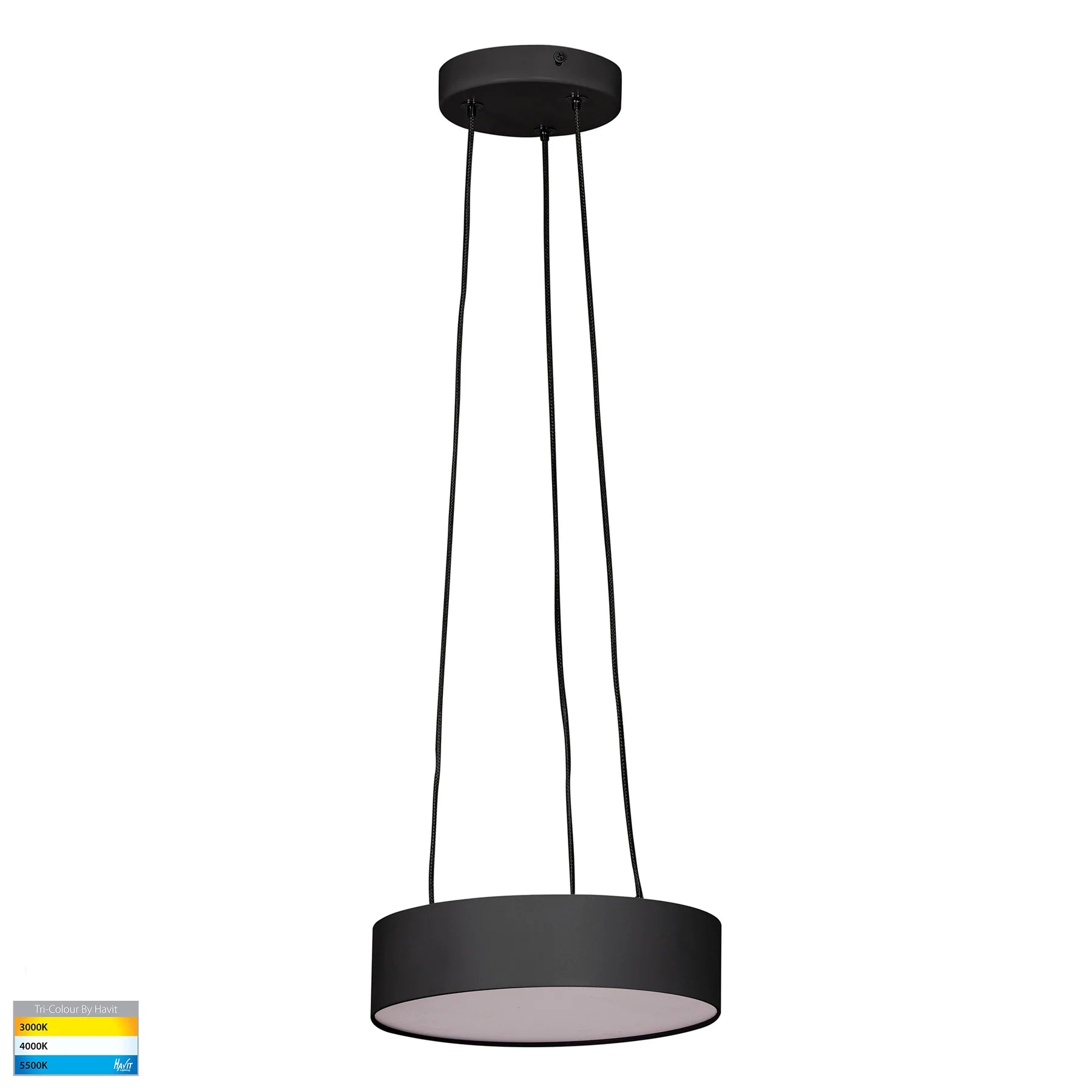 Havit Nella Round Interior Pendant Tri - Black 20W 240V IP20 - HV5892T-BLK-PDT - Havit Lighting