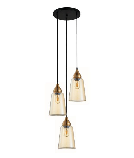 CLA JEREZ1: Amber Glass Flat Top Ellipse Interior Pendant Bronze 220-240V - JEREZ1, JEREZ1X3R, JEREZ1X3S - CLA Lighting