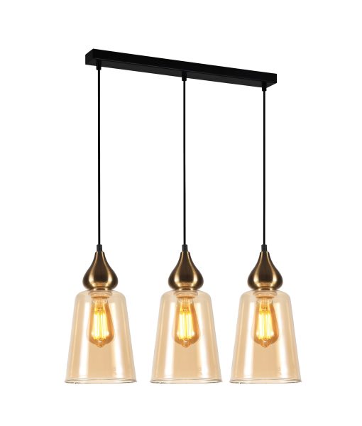 CLA JEREZ1: Amber Glass Flat Top Ellipse Interior Pendant Bronze 220-240V - JEREZ1, JEREZ1X3R, JEREZ1X3S - CLA Lighting