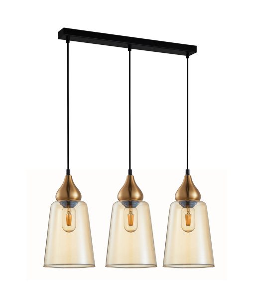 CLA JEREZ1: Amber Glass Flat Top Ellipse Interior Pendant Bronze 220-240V - JEREZ1, JEREZ1X3R, JEREZ1X3S - CLA Lighting