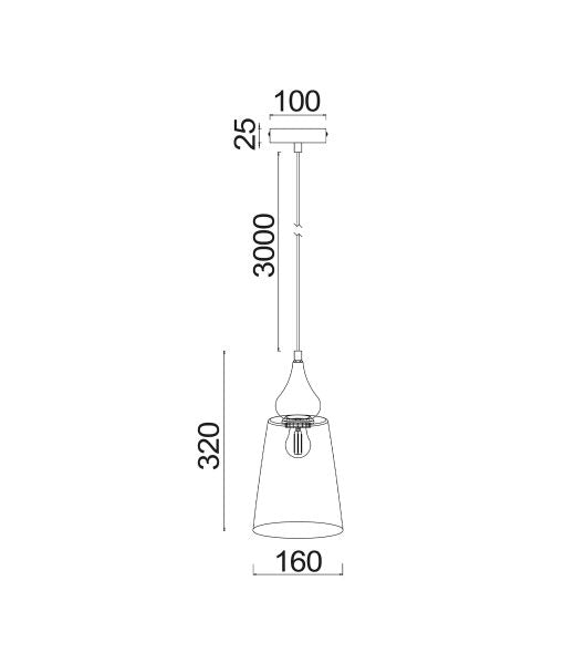 CLA JEREZ1: Amber Glass Flat Top Ellipse Interior Pendant Bronze 220-240V - JEREZ1, JEREZ1X3R, JEREZ1X3S - CLA Lighting