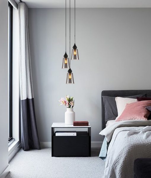 CLA JEREZ2: Smoke Glass Flat Top Ellipse Interior Pendant Black 220-240V - JEREZ2, JEREZ2X3R, JEREZ2X3S - CLA Lighting