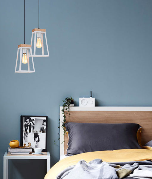 CLA LANTERNA Wood Trapezium Interior Pendant Matt Black / Matt White 220-240V - LANTERNA1, LANTERNA2 - CLA Lighting