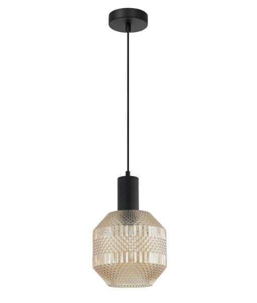 CLA MARACA: Glass Jar With Quadrilateral Segment Interior Pendant Smoke / Green / Amber / Copper / Chrome 220-240V - MARACA1, MARACA2, MARACA3, MARACA4, MARACA5 - CLA Lighting