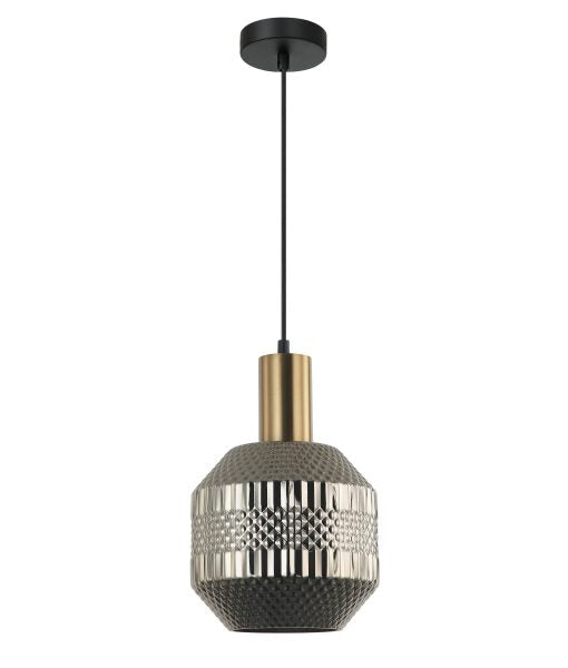 CLA MARACA: Glass Jar With Quadrilateral Segment Interior Pendant Smoke / Green / Amber / Copper / Chrome 220-240V - MARACA1, MARACA2, MARACA3, MARACA4, MARACA5 - CLA Lighting