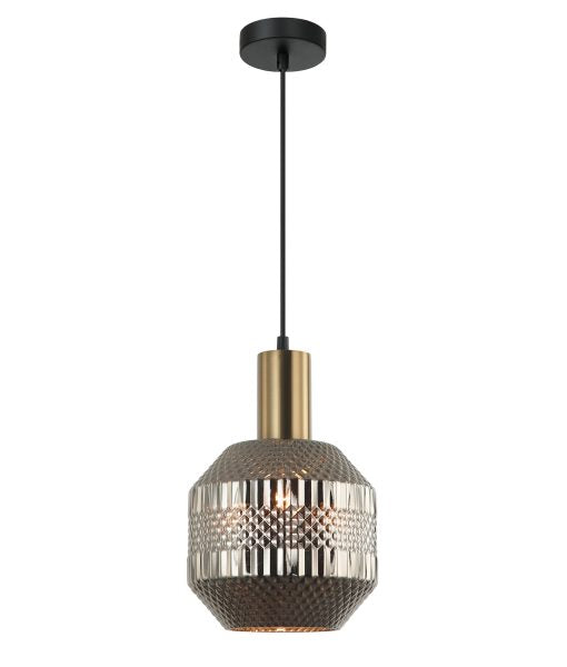 CLA MARACA: Glass Jar With Quadrilateral Segment Interior Pendant Smoke / Green / Amber / Copper / Chrome 220-240V - MARACA1, MARACA2, MARACA3, MARACA4, MARACA5 - CLA Lighting