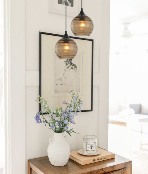 CLA MARBRE: Wine Wavy Glass Interior Pendant Smoke/ Green/ Amber 220-240V - MARBRE1, MARBRE2, MARBRE3