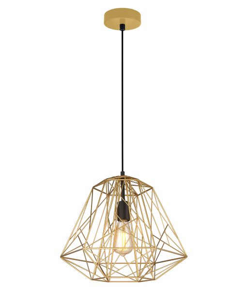 CLA MARTE: Iron Cage Interior Pendant Black/ Matt Gold/ White 220-240V - MARTE1, MARTE2, MARTE3