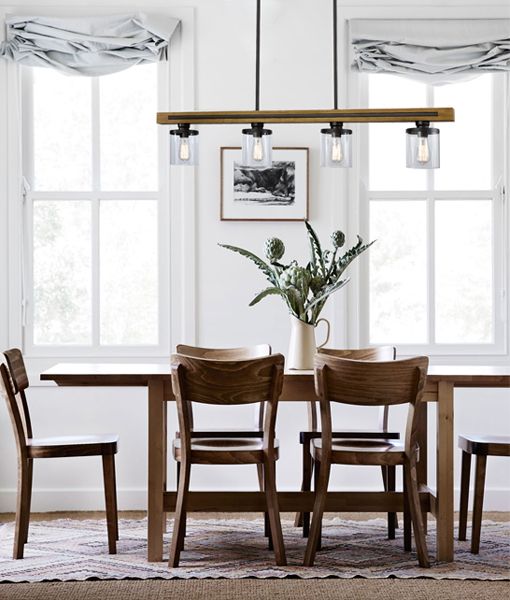 CLA METI: Warm Chestnut Wood Frame Interior Pendant Rectangular Clear Glass / Bar Clear Glass / Clear Glass 220-240V - METI01, METI02, METI03W - CLA Lighting