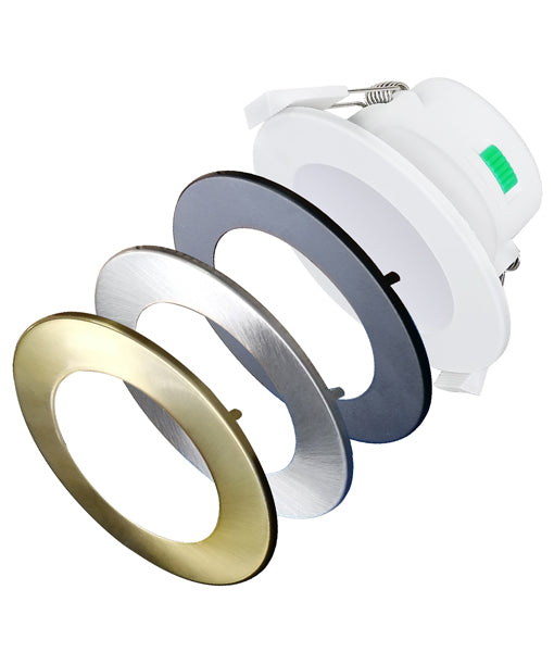 CLA NOVADLUX02: Dimmable with Changeable Clip Faceplate Recessed LED Downlights Tri - Matt Black / Antique Brass 220-240 IP44 - NOVADLUX02, NOVADBLK02, NOVADBR02 - CLA Lighting