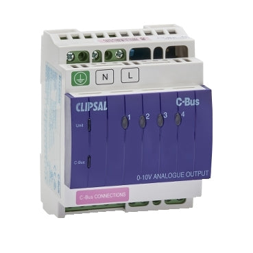 Clipsal C-Bus Din Rail Mounted Analogue Output Unit, 4 Channel Clipsal Products 240V - L5504AMP