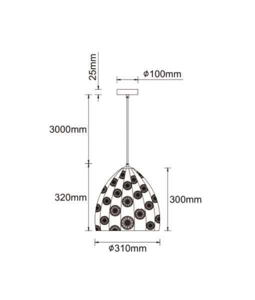 CLA Sari Ellipse Embossed Interior Pendant Aged Brass/ Chrome 220-240V - SARI1, SARI2 - CLA Lighting