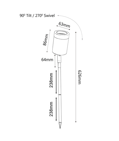 CLA MR16 Exterior Adjustable Head Garden Spike Light Aged Brass/ Polished Brass/ Black/ Stainless Steel/ Copper/ Titanium 12-25V IP65 - SPMS