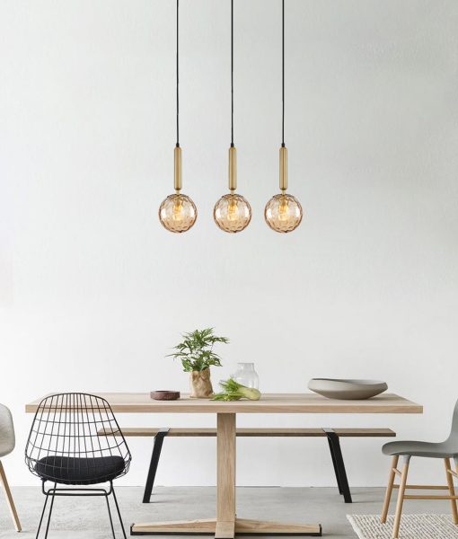 CLA TRATTINO1: Spherical Glass Brass Highlight Interior Pendant Bronze Amber 220-240V IP20 - TRATTINO1, TRATTINO1X3R, TRATTINO1X3S -CLA Lighting
