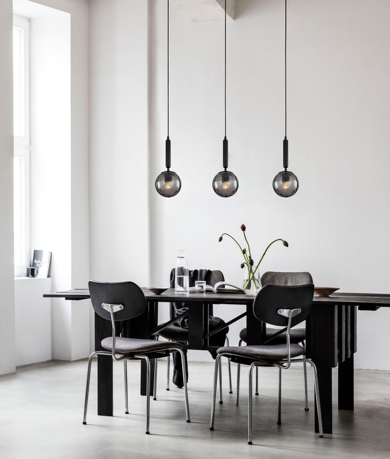 CLA TRATTINO2: Spherical Glass Interior Pendant Black Smoke 220-240V - TRATTINO2, TRATTINO2X3R, TRATTINO2X3S- CLA Lighting