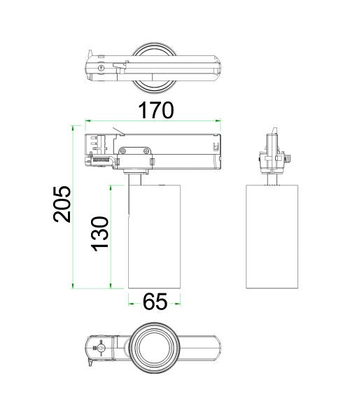 CLA 4 Wire 3 Circuit Dimmable Head Fittings LED Track Light Tri- Black/ White 15W 220-240V IP20- TRKTRI01, TRKTRI02