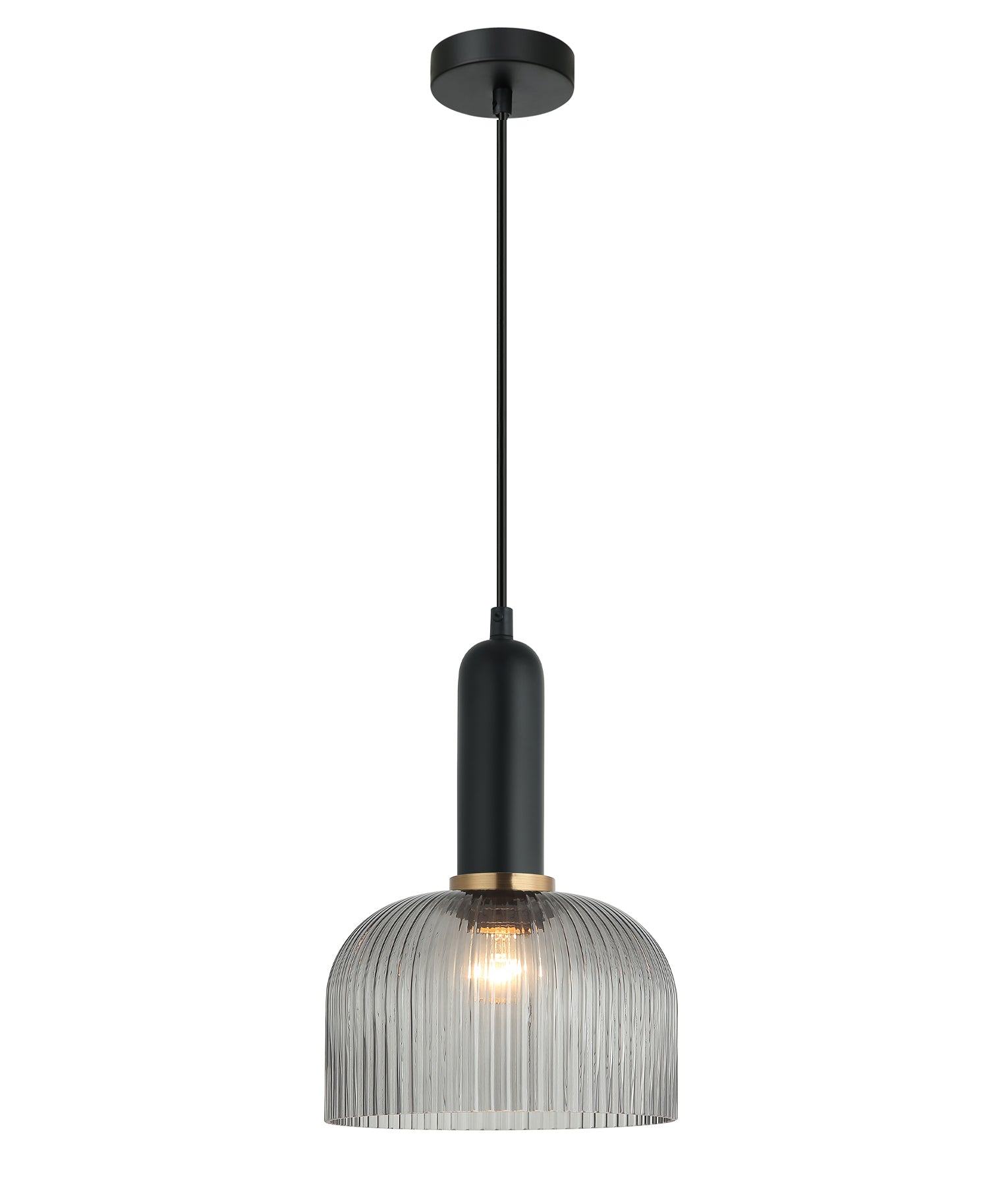 CLA VINTAJ: Dome Ribbed Glass Interior Pendant Smoke/ Green/ Amber/ Copper/ Chrome/ Clear 220-240V - VINTAJ13, VINTAJ14, VINTAJ15, VINTAJ16, VINTAJ17, VINTAJ18