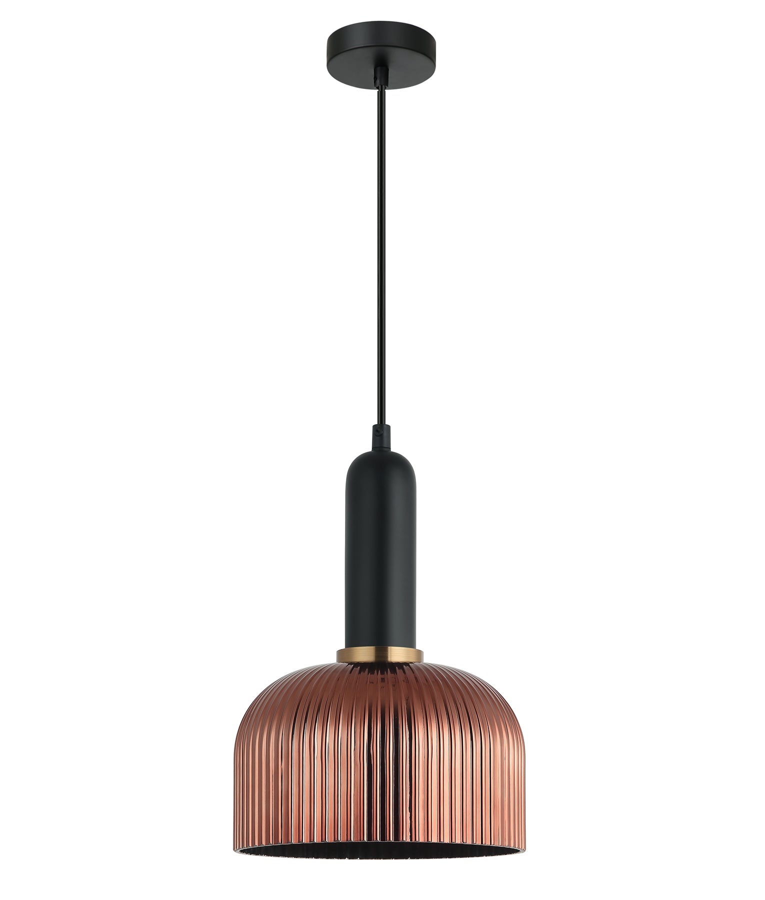 CLA VINTAJ: Dome Ribbed Glass Interior Pendant Smoke/ Green/ Amber/ Copper/ Chrome/ Clear 220-240V - VINTAJ13, VINTAJ14, VINTAJ15, VINTAJ16, VINTAJ17, VINTAJ18